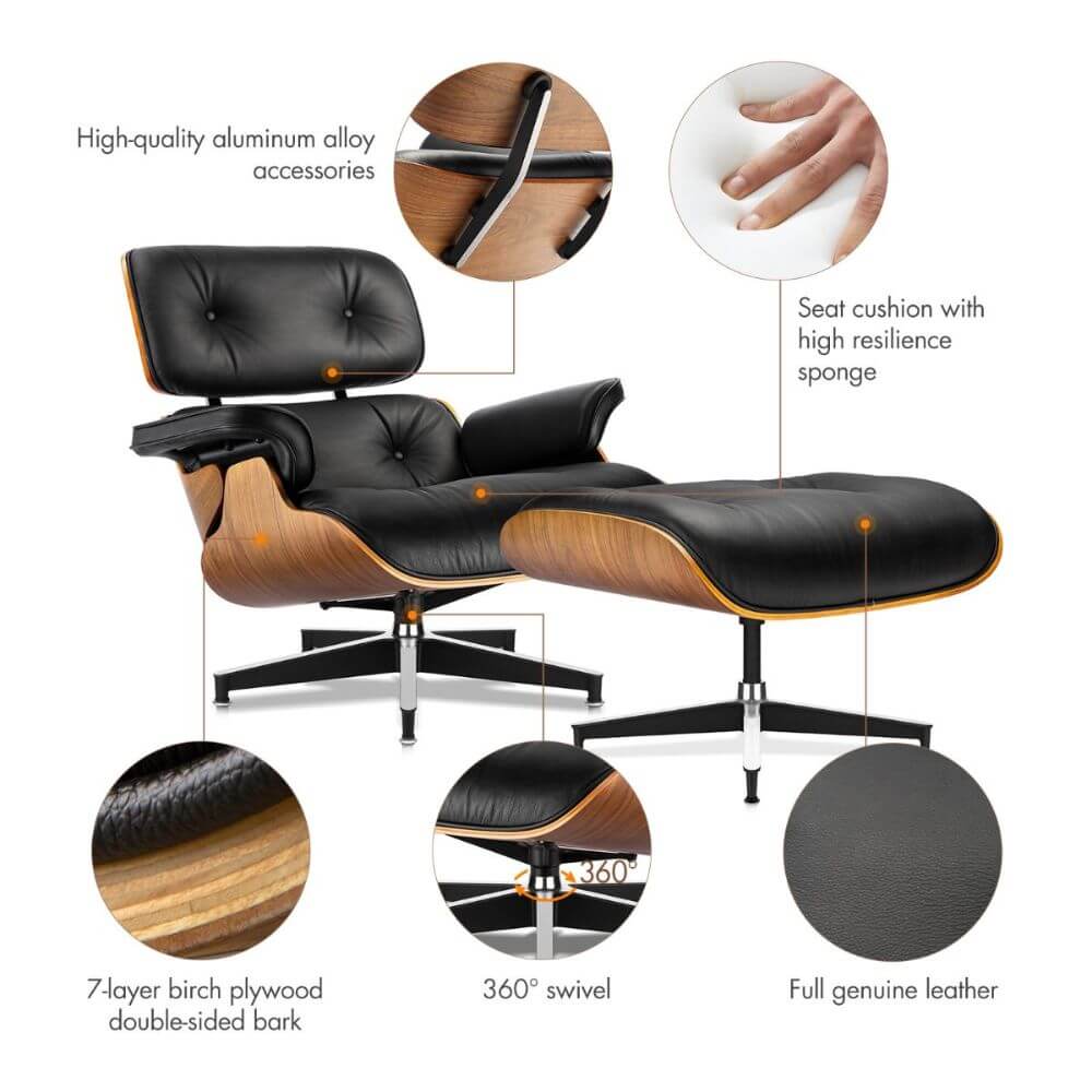 Luxuriance Designs - Eames Lounge Chair and Ottoman Replica (Premium Tall Version) - High Quality Materials - Review