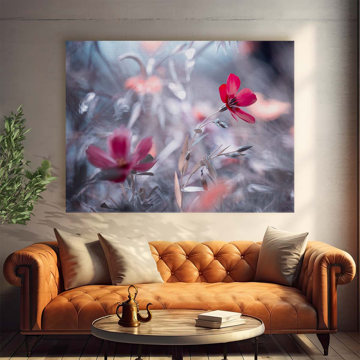 Romantic Red Floral Bokeh Love Macro Wall Art by Luxuriance Designs. Made in USA.