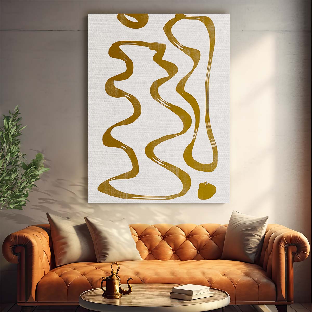 Abstract Brown Line Art Illustration No7 by THE MIUUS STUDIO by Luxuriance Designs, made in USA