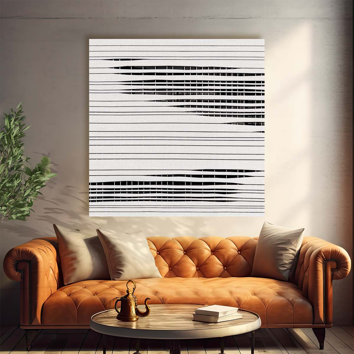 Contemporary Monochrome Geometric Lines & Patterns Architectural Wall Art by Luxuriance Designs. Made in USA.
