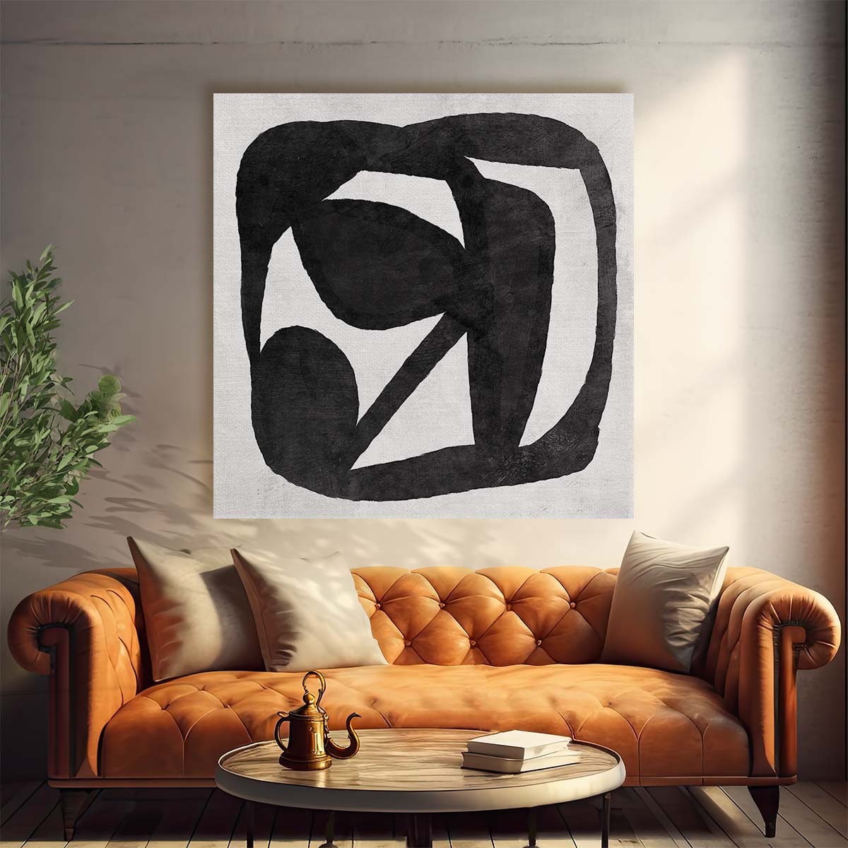 Dan Hobday Modern Minimalist Abstract Melody Brush Stroke Illustration Wall Art by Luxuriance Designs. Made in USA.