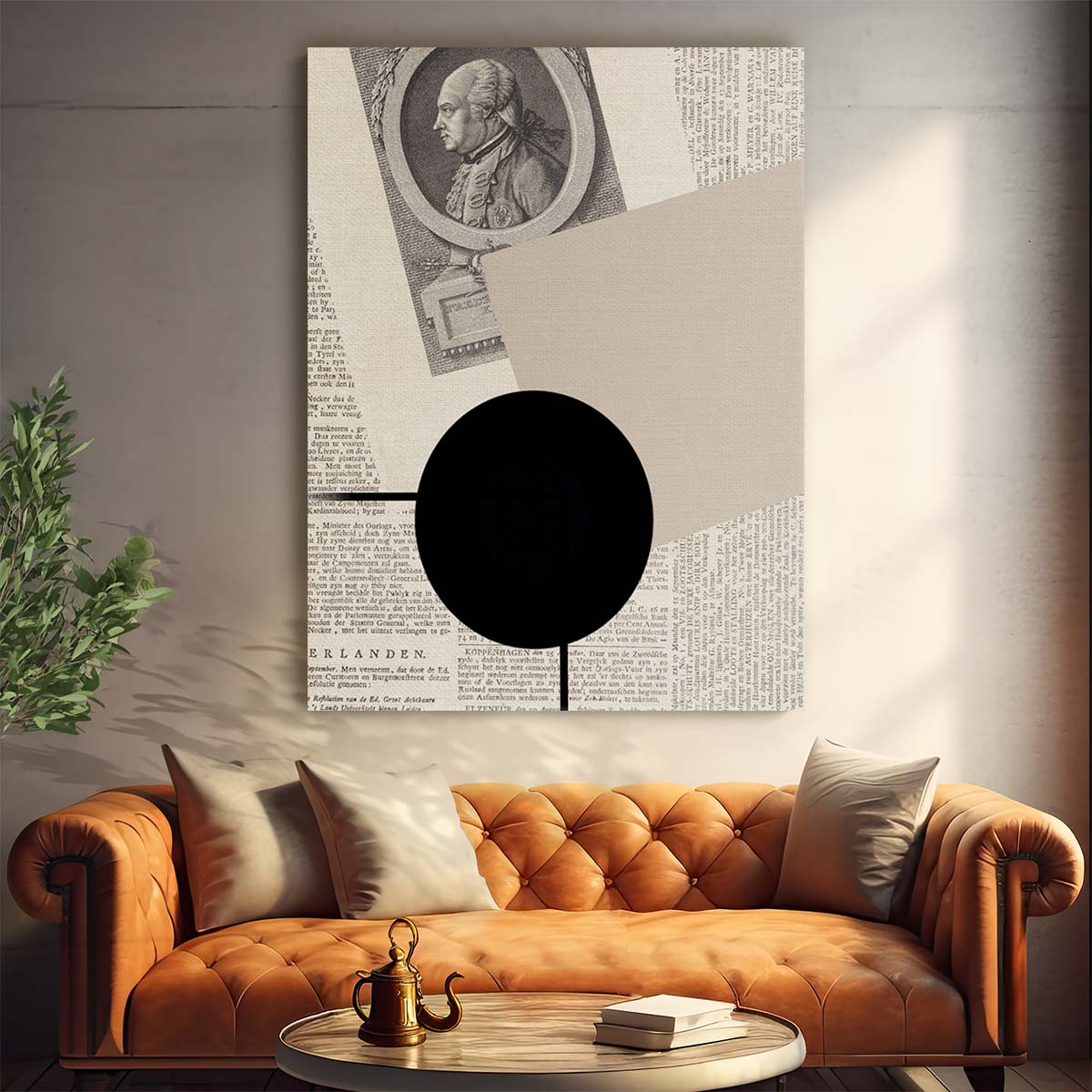 Modern Abstract Collage Illustration Artwork - Vintage Newspaper Style by Luxuriance Designs, made in USA