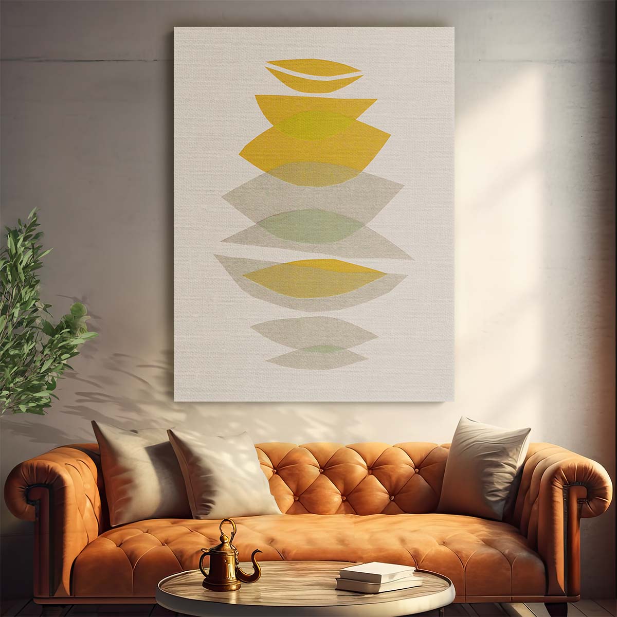 Playful Yellow Abstract Petals Boho Illustration in Collage Style by Luxuriance Designs, made in USA