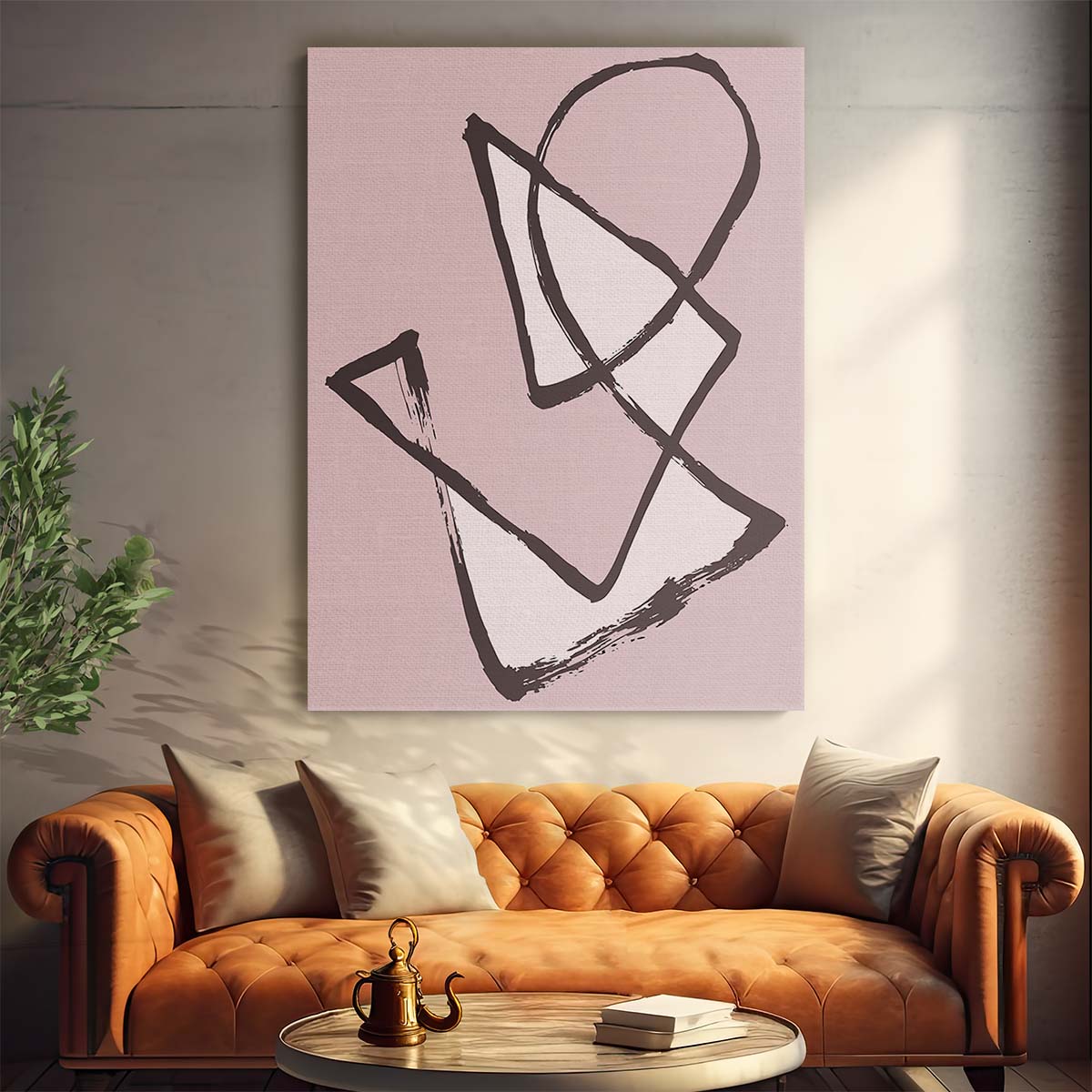 Colourful Abstract Pink Line Art Illustration Wall Decor by Luxuriance Designs, made in USA