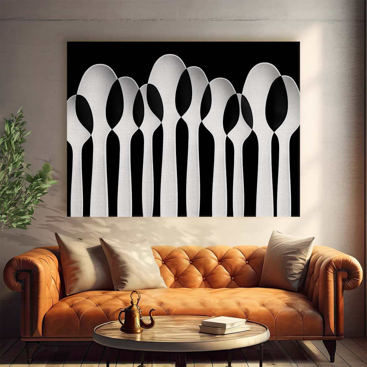 Monochrome Zebra & Forest Spoon Pattern Wall Art by Luxuriance Designs. Made in USA.