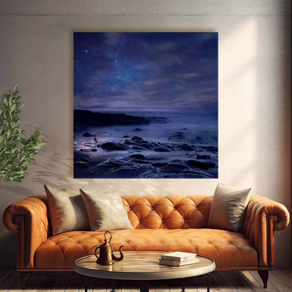 Serenity of the Sea & Starlit Sky Photography Wall Art by Luxuriance Designs. Made in USA.