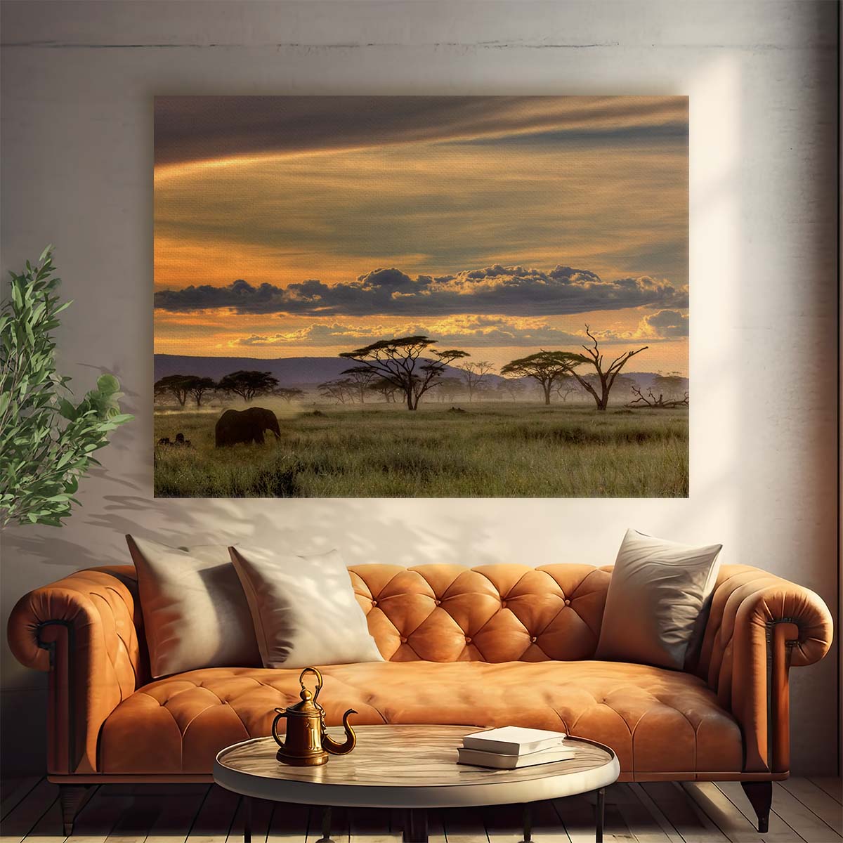 Serengeti Sunset Elephant Safari Wildlife Photography Wall Art