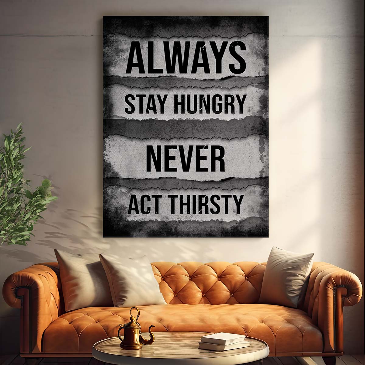 Always Stay Hungry Never Act Thirsty Wall Art by Luxuriance Designs. Made in USA.