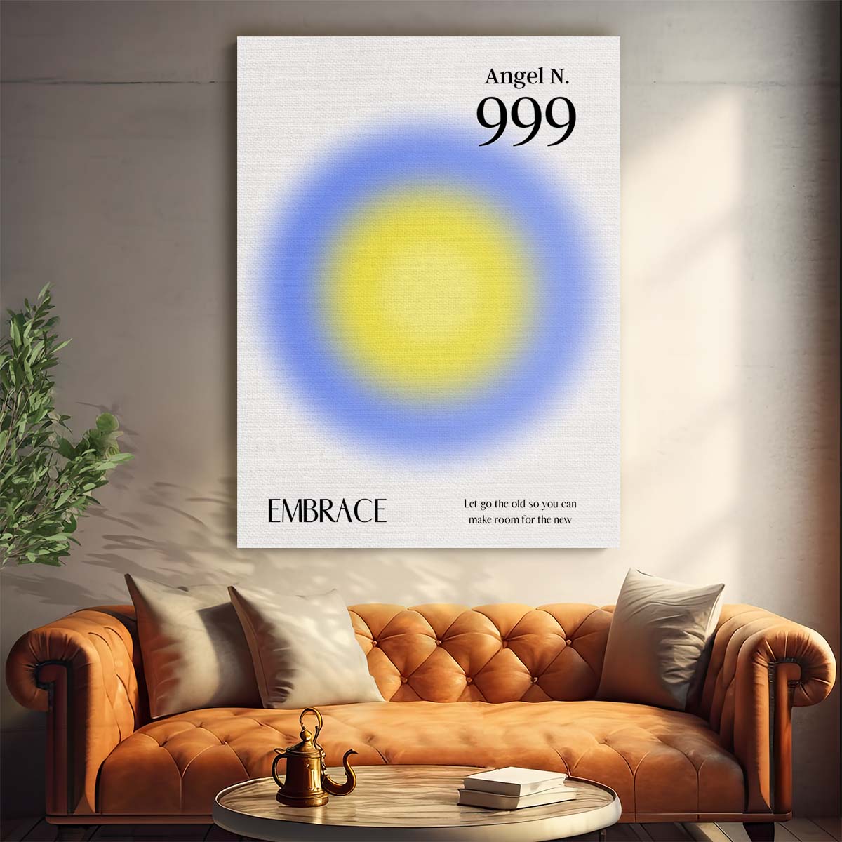 Colorful Angel Number 999 Illustration Positive Energy Manifestation Poster by Luxuriance Designs, made in USA