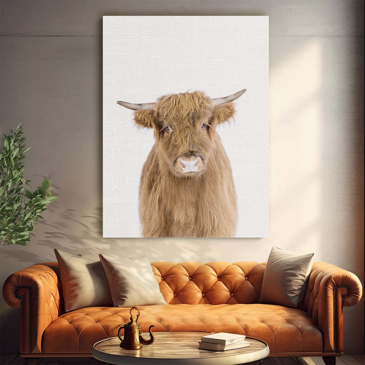 Pastoral Baby Cow Portrait, Rural Farmhouse Wall Art by Luxuriance Designs, made in USA
