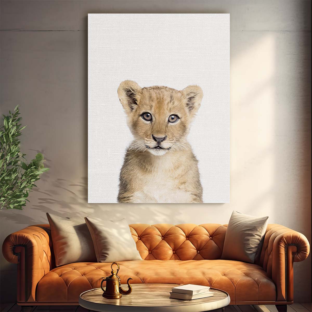 Cute Baby Lion Cub Portrait, Wildlife Photography Wall Art by Luxuriance Designs, made in USA