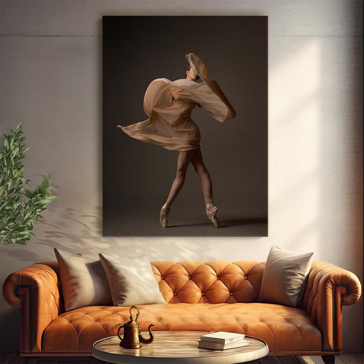 Golden Ballerina Dance Performance Fabric Photography Art by Luxuriance Designs, made in USA