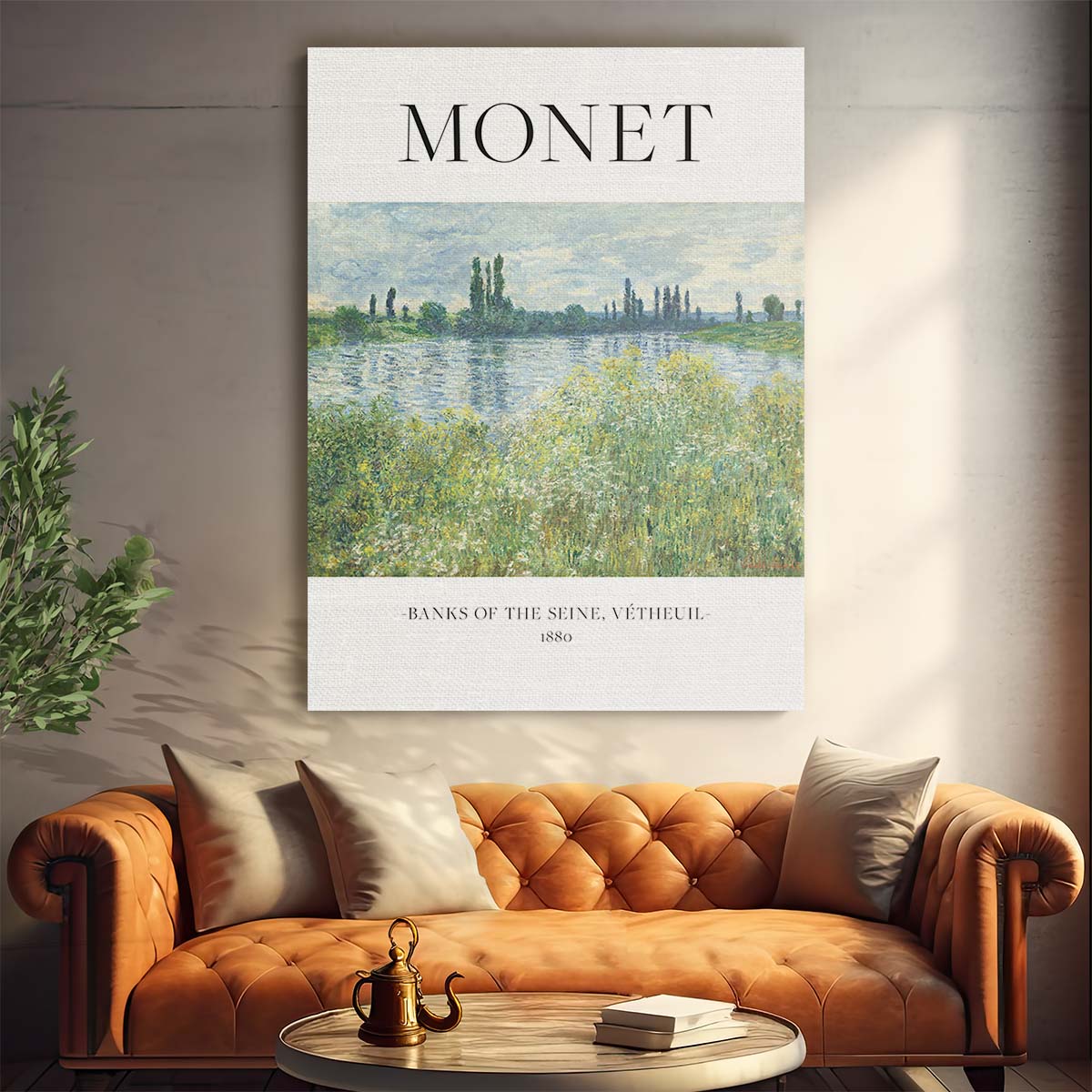 Claude Monet's Bright Landscape Oil Painting - Banks of the Seine by Luxuriance Designs, made in USA