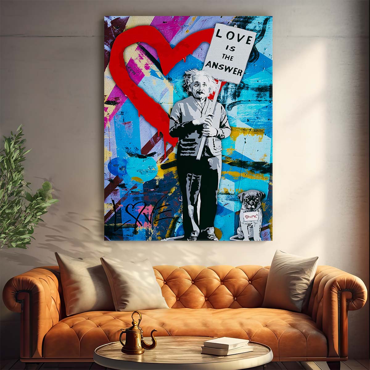 Banksy Einstein Love Is The Answer Graffiti Wall Art by Luxuriance Designs. Made in USA.