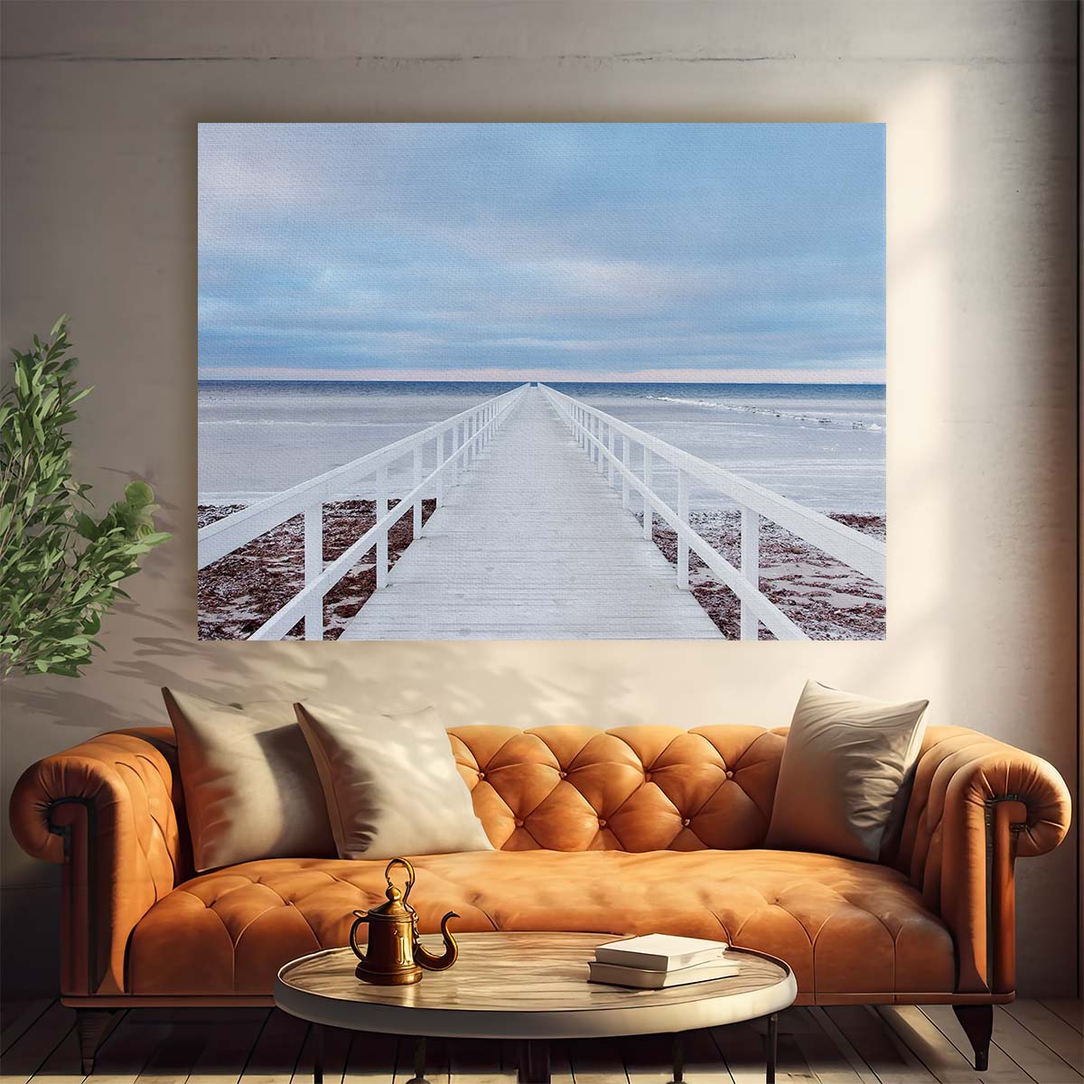 Malmo Pier Seascape Coastal Bridge Wall Art by Luxuriance Designs. Made in USA.