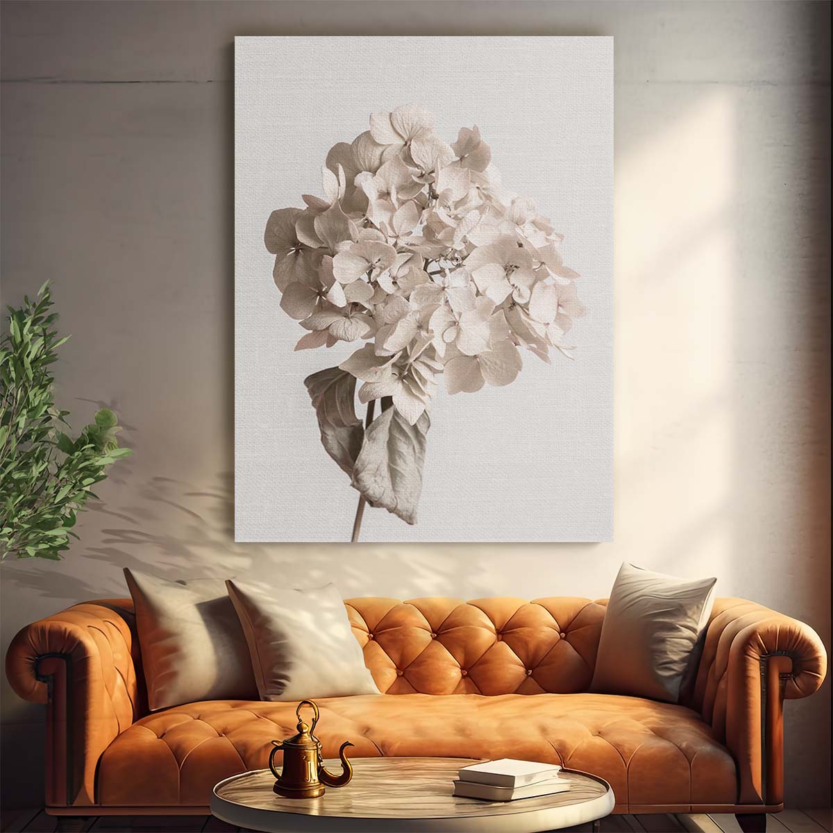 Beige Dried Flower Still Life Botanical Photography Art by Luxuriance Designs, made in USA