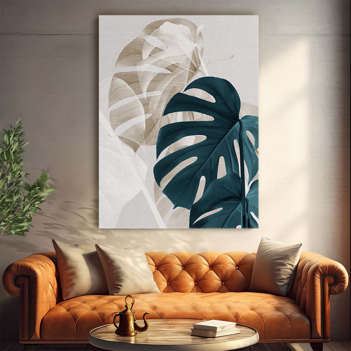 Botanical Monstera Leaves Photography - Creative Double Exposure Wall Art by Luxuriance Designs, made in USA