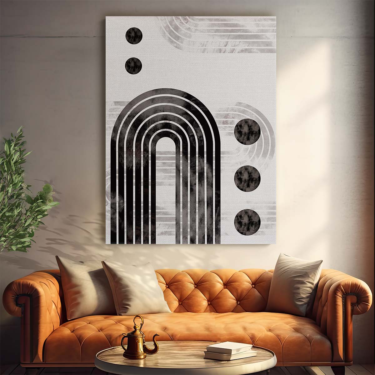 Abstract Black Arch Geometry Illustration, Symmetric Line Art Drawing by Luxuriance Designs, made in USA
