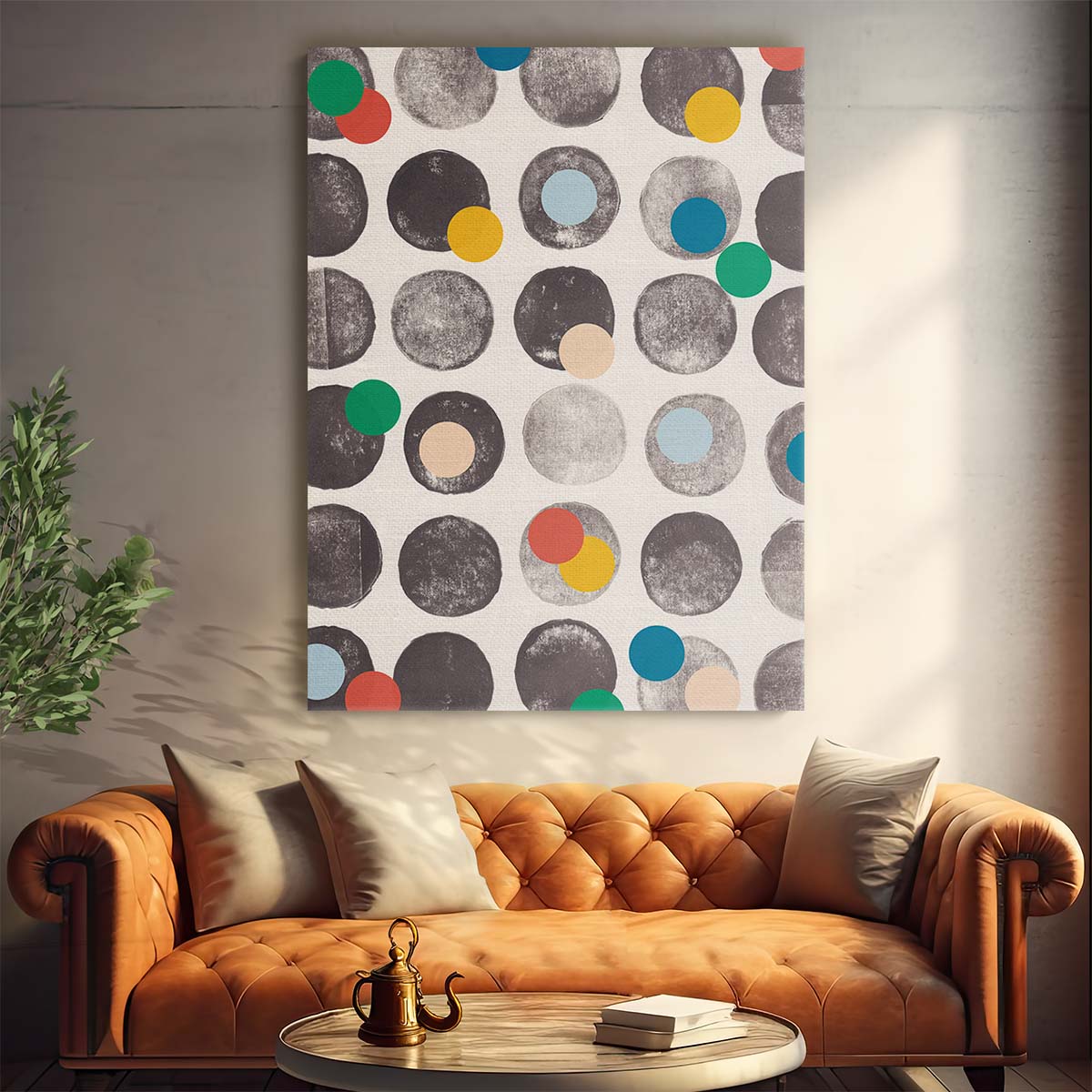 Vibrant Geometric Abstract Illustration - Monochrome Boho Circle Wall Art by Luxuriance Designs, made in USA