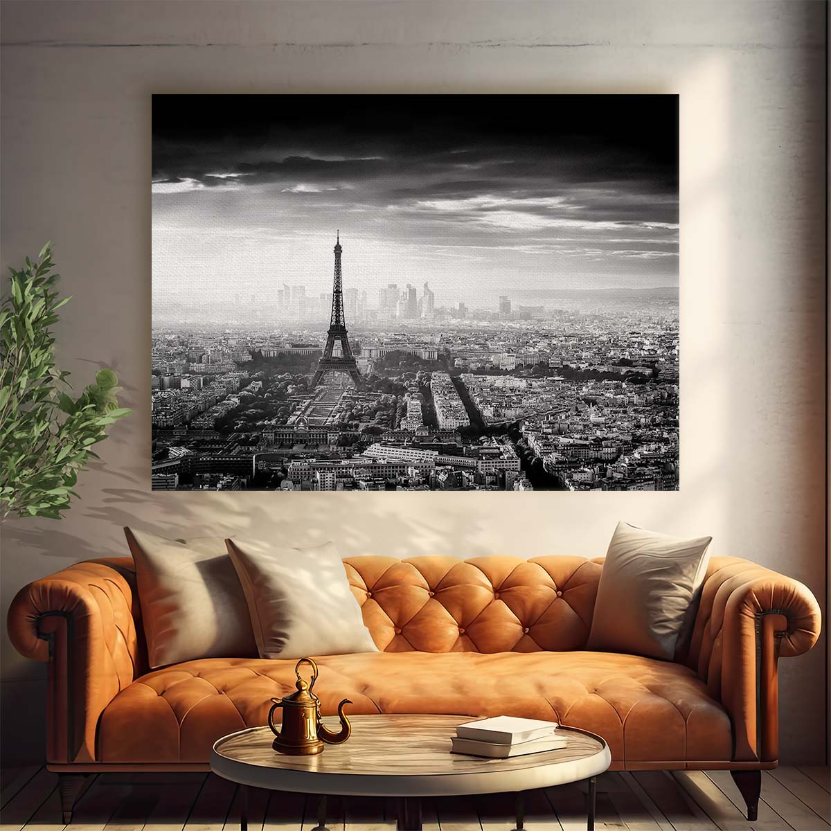 Paris Skyline Foggy Morning Black & White Photography Wall Art