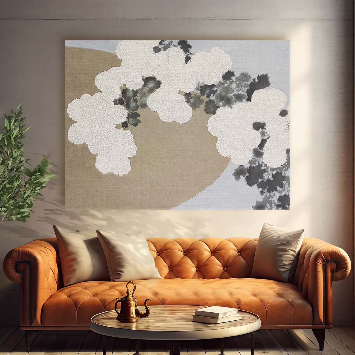 Vintage Sekka Momoyogusa Japanese Blossom Floral Wall Art by Luxuriance Designs. Made in USA.