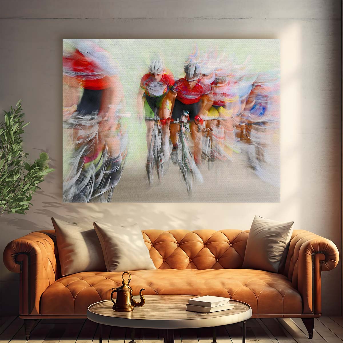 Dynamic Bicycle Race Blur Action Sports Wall Art by Luxuriance Designs. Made in USA.