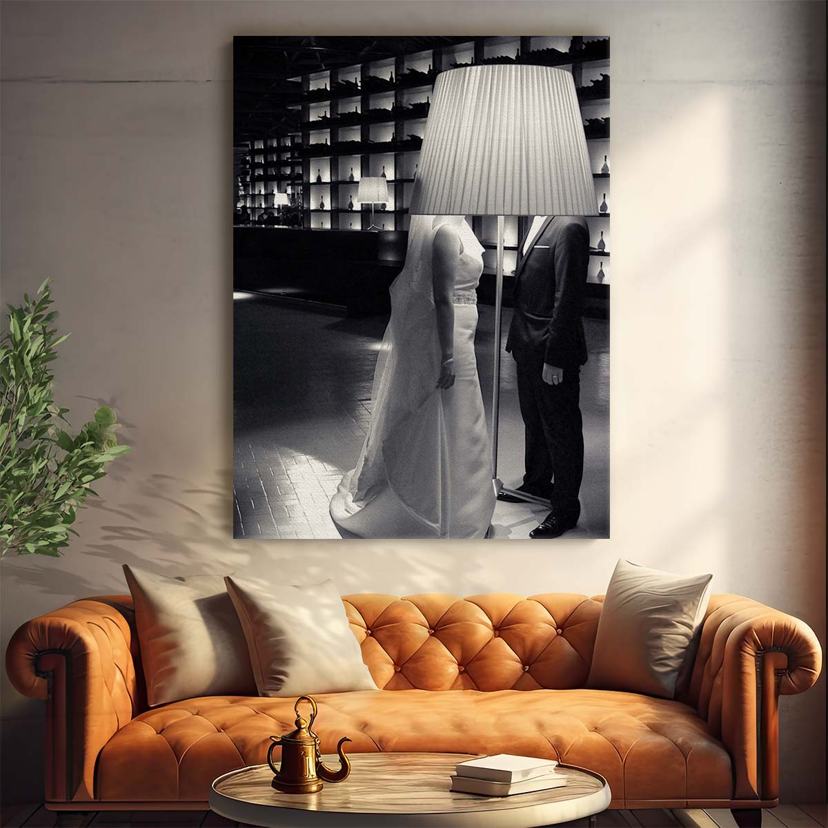 Monochrome Wedding Photography Art Bride & Groom Portrait by Luxuriance Designs, made in USA