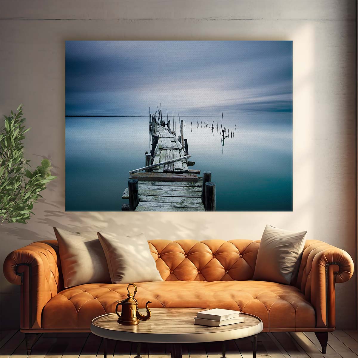 Serene Carrasqueira Pier Seascape Tranquility Wall Art by Luxuriance Designs. Made in USA.