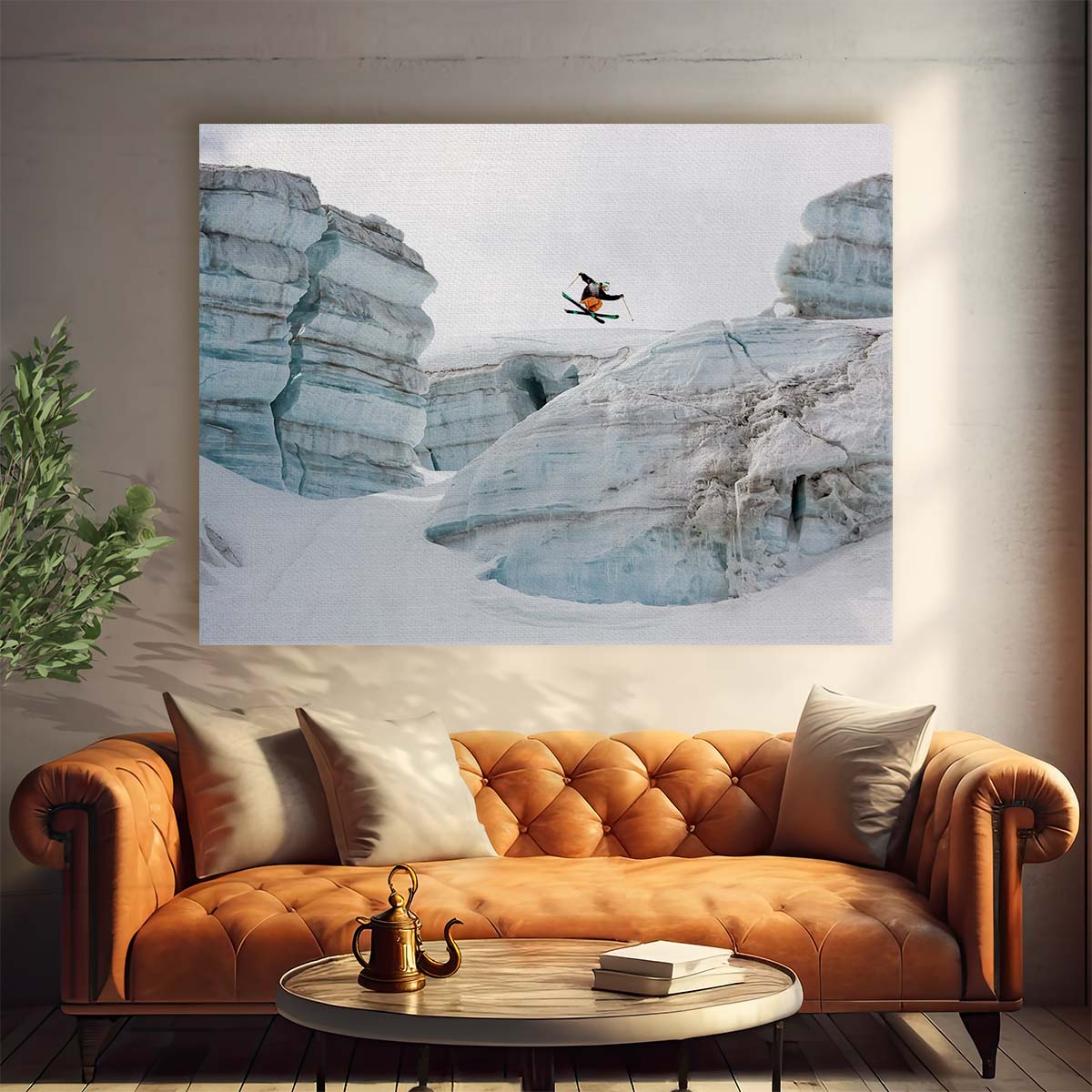 Extreme Freeski Action in Chamonix Alps Wall Art by Luxuriance Designs. Made in USA.