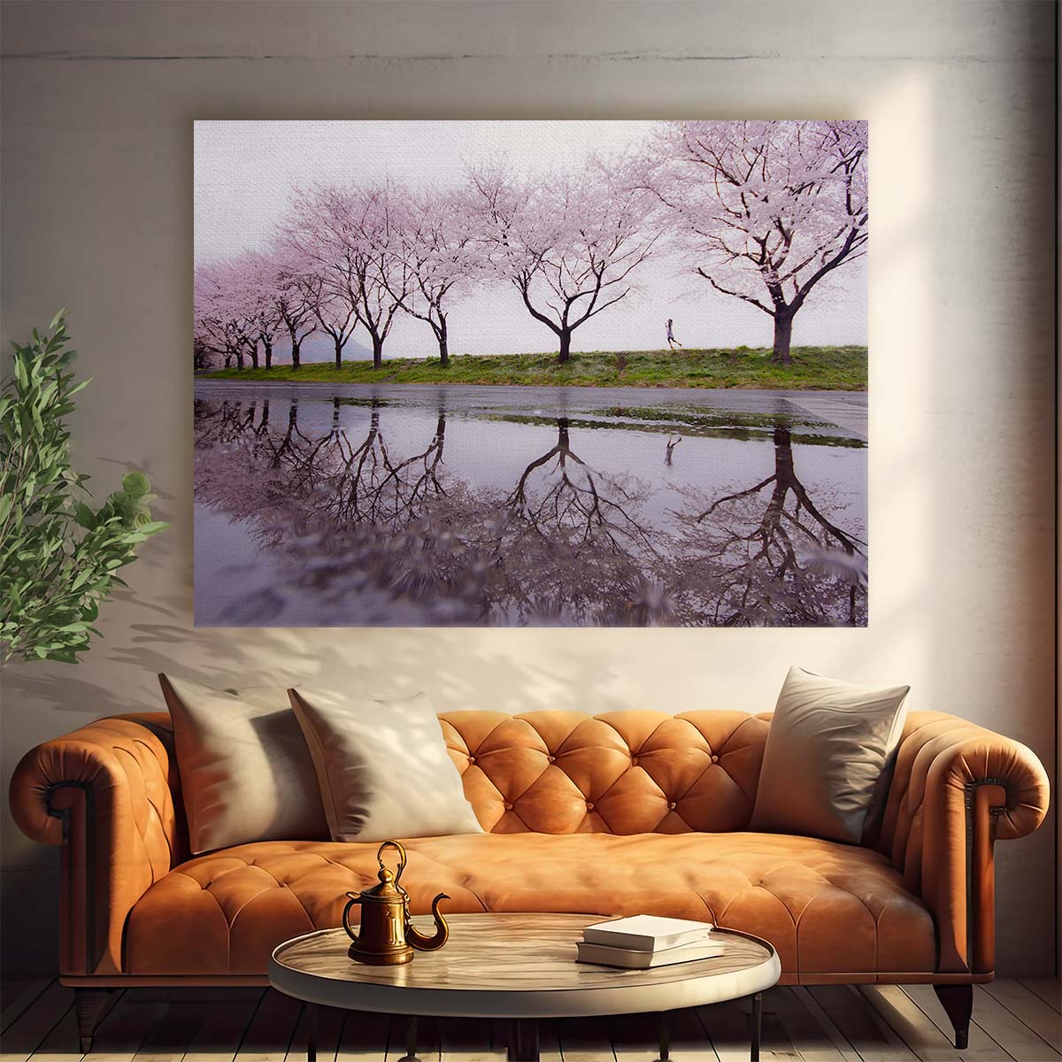 Sakura Blossom Reflections Japan Spring Park Wall Art by Luxuriance Designs. Made in USA.