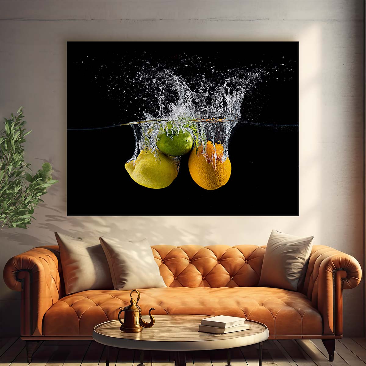 Vibrant Citrus Splash Colorful Kitchen Wall Art by Luxuriance Designs. Made in USA.