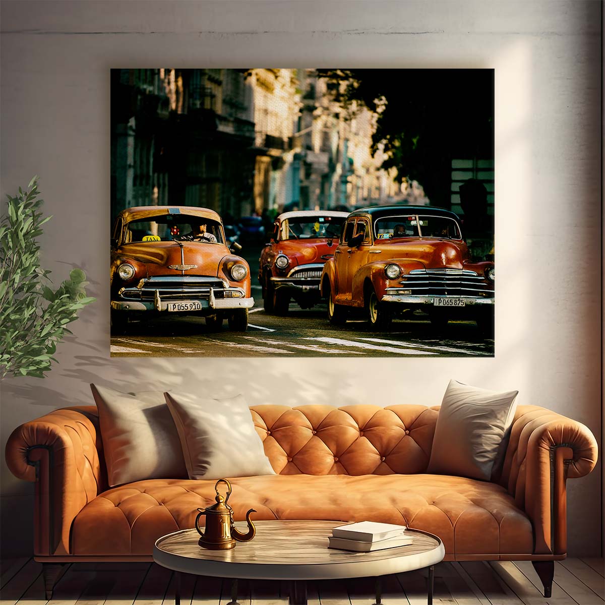 Vintage Classic Cars & Street Lamps in Havana Photography Wall Art