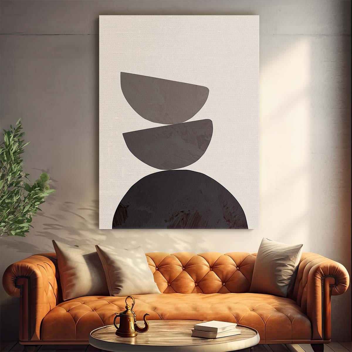 Mid-Century Geometric Abstract Illustration - Collage 08 Graphic Shapes Balance by Luxuriance Designs, made in USA