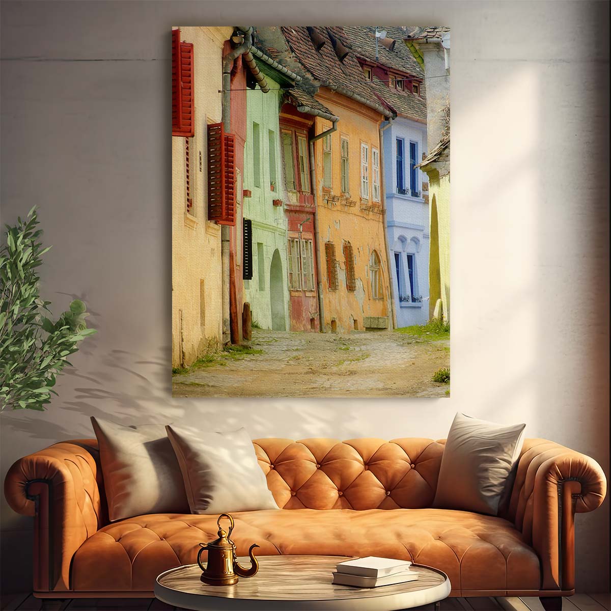 Colorful Sighisoara Old Town Architecture Photography Wall Art by Luxuriance Designs, made in USA