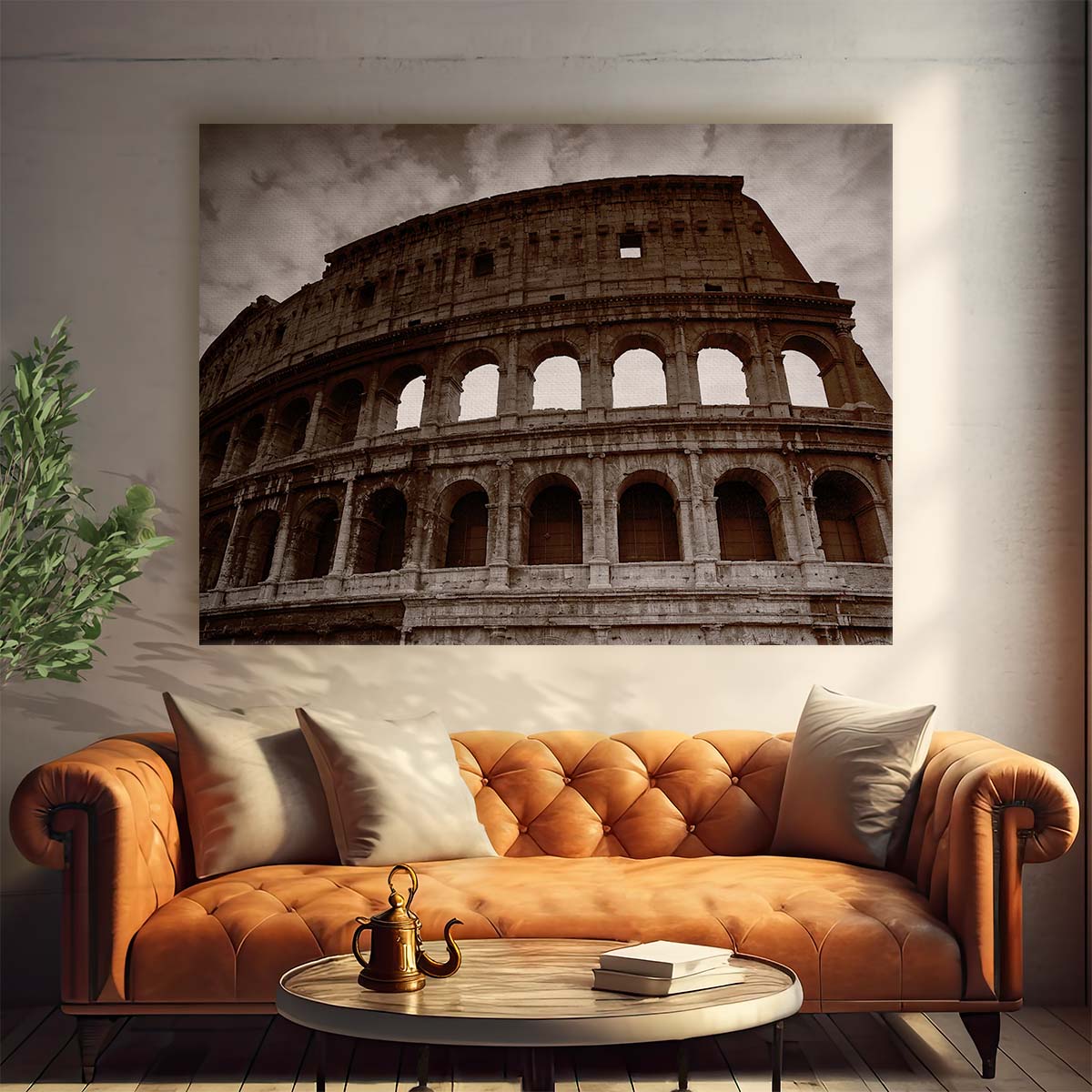 Iconic Colosseum Rome Ruins Monochrome Wall Art by Luxuriance Designs. Made in USA.