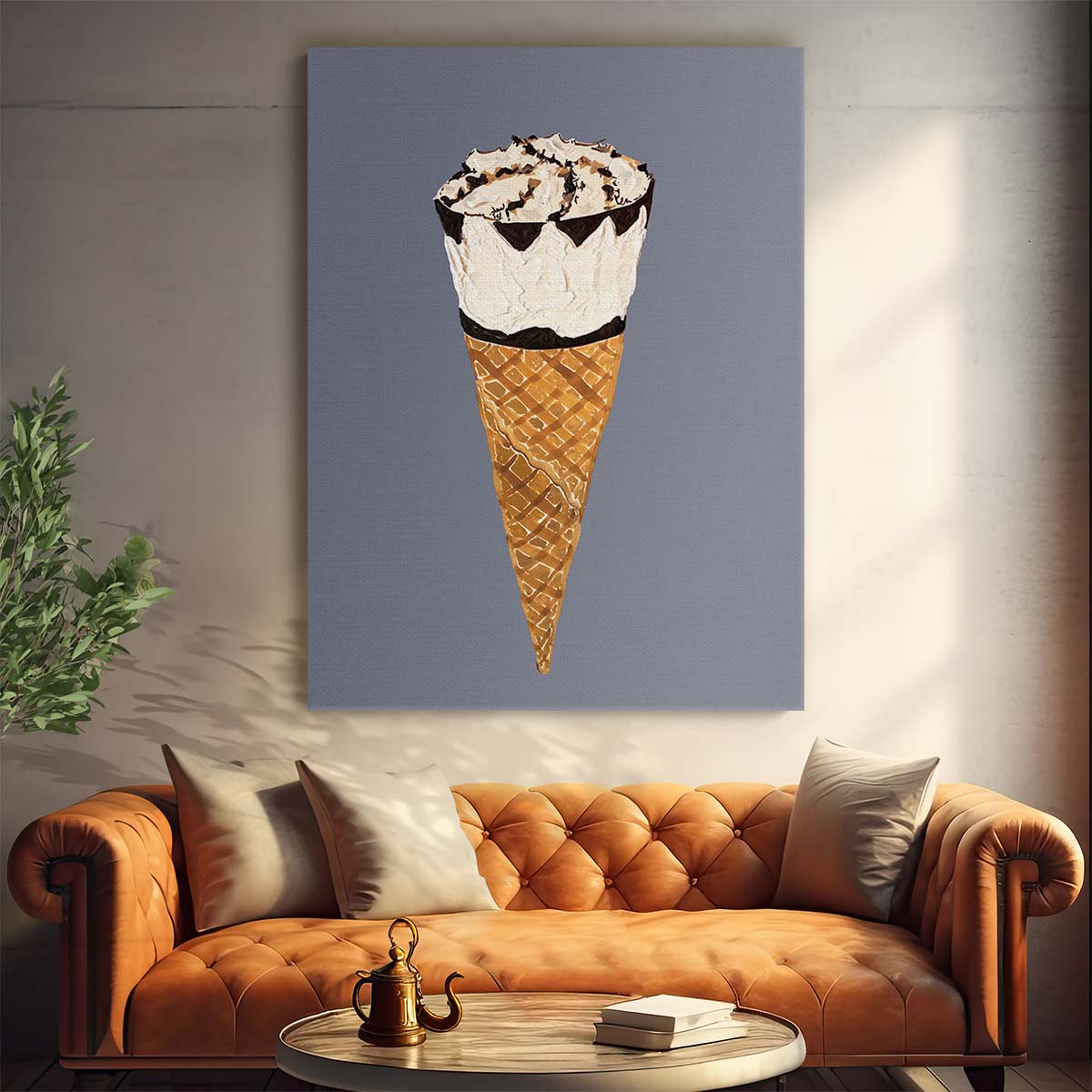 Illustrated Cornetto Ice Cream Dessert Kitchen Wall Art by Luxuriance Designs, made in USA