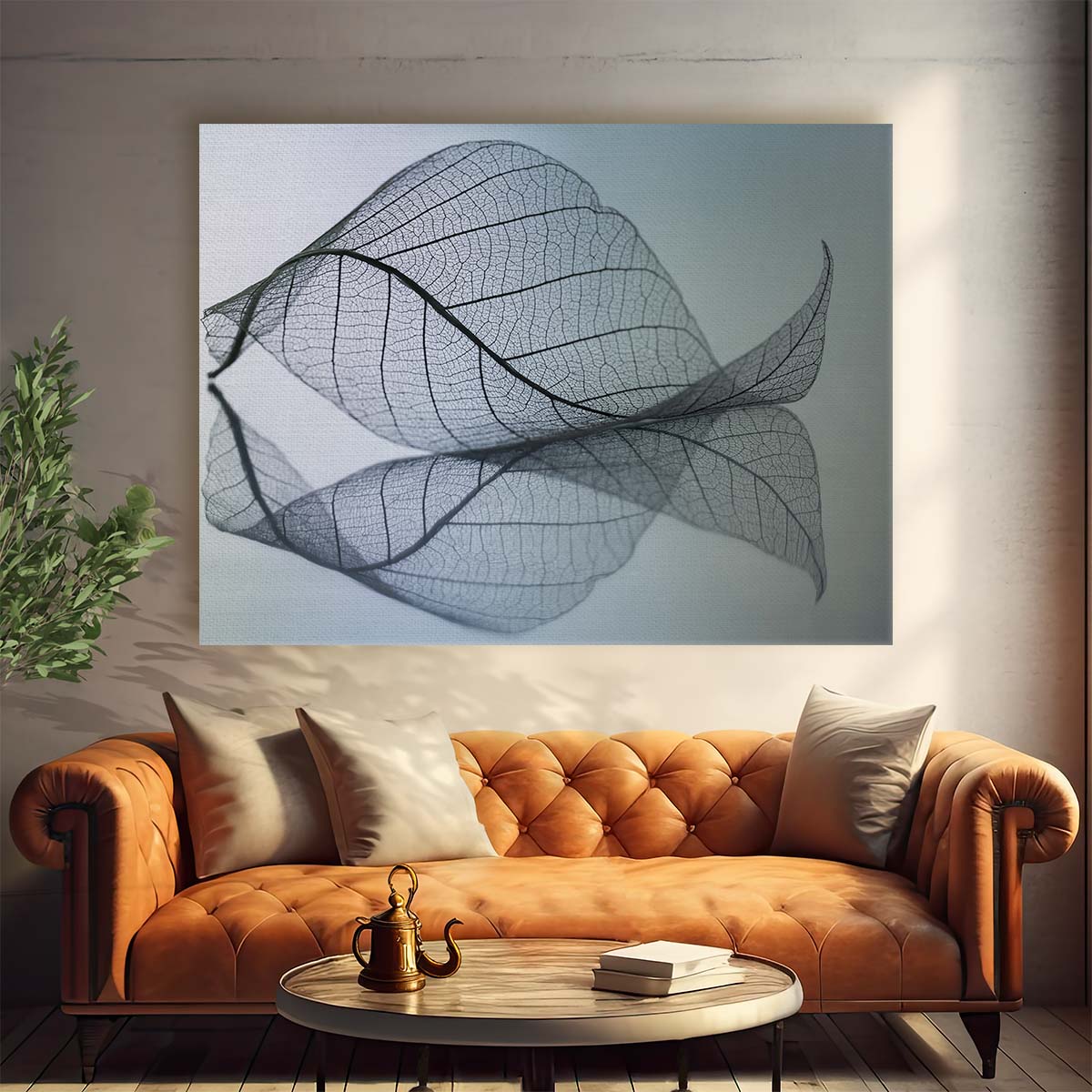 Delicate Vein Skeleton Leaf Macro Wall Art by Luxuriance Designs. Made in USA.