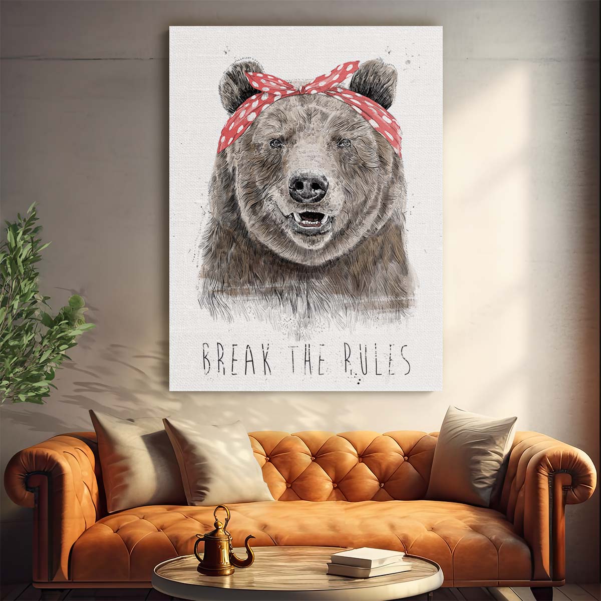 Rebellious Bear Humor Typography Illustration - Funny Animal Wall Art by Luxuriance Designs, made in USA