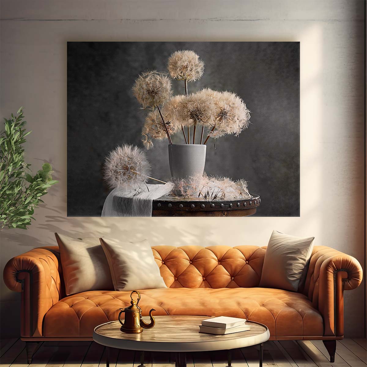 Autumn Dried Dandelion Seed Pod Floral Photography Wall Art