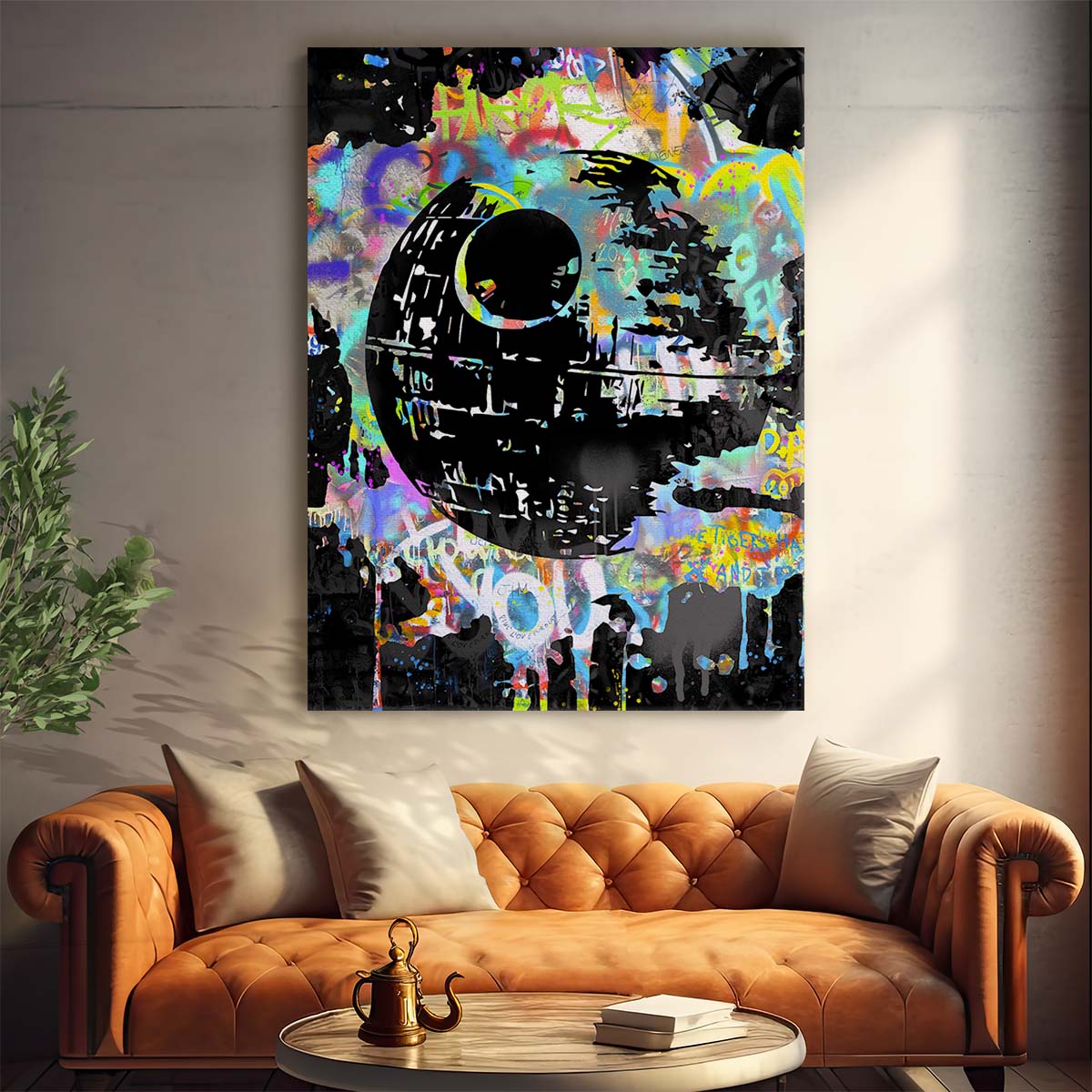 Death Star Graffiti Wall Art by Luxuriance Designs. Made in USA.