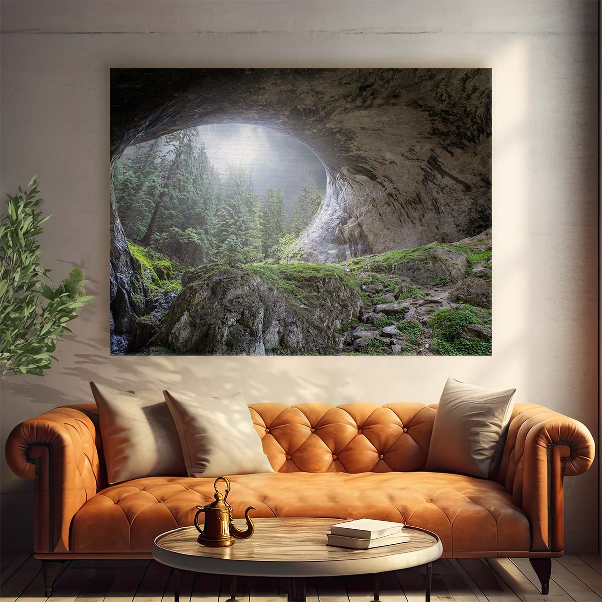 Bulgarian Devetashka Cave Sky Bridge Landscape Wall Art by Luxuriance Designs. Made in USA.