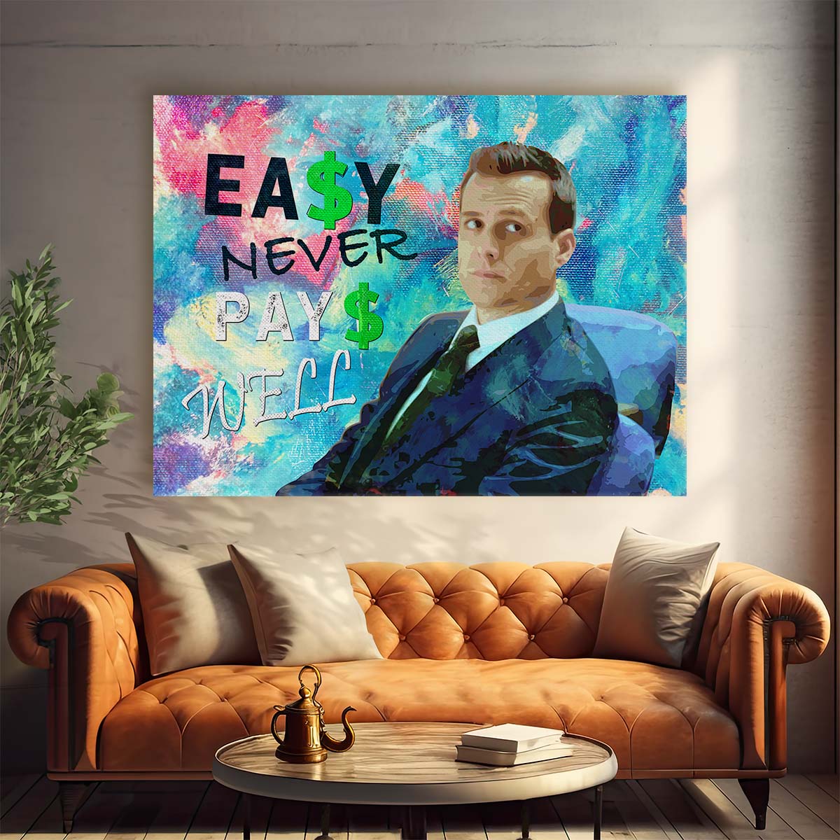 Easy Never Pays Well Harvey Specter Wall Art by Luxuriance Designs. Made in USA.