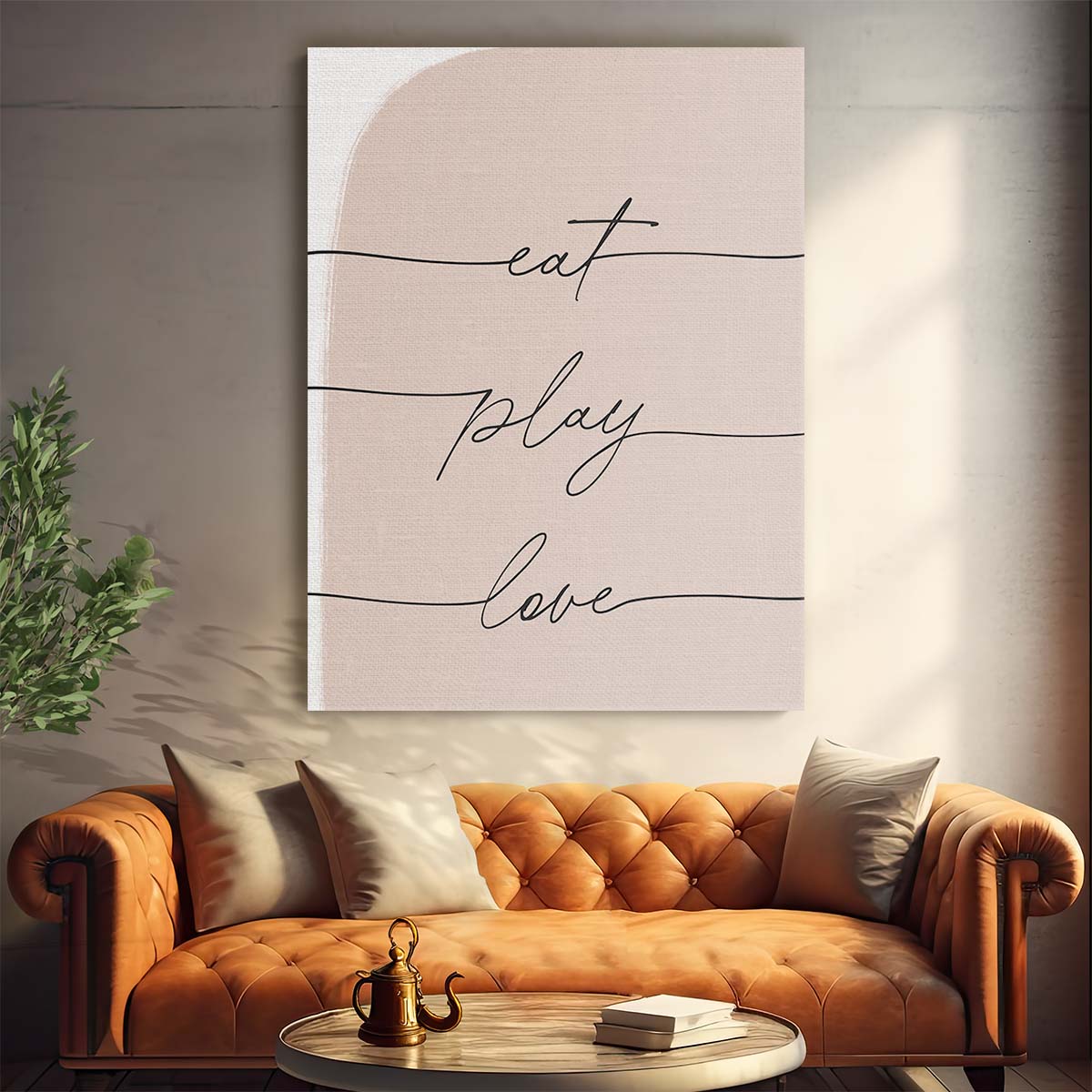 Beige Love Quote Illustration Wall Art by uplusmestudio by Luxuriance Designs, made in USA