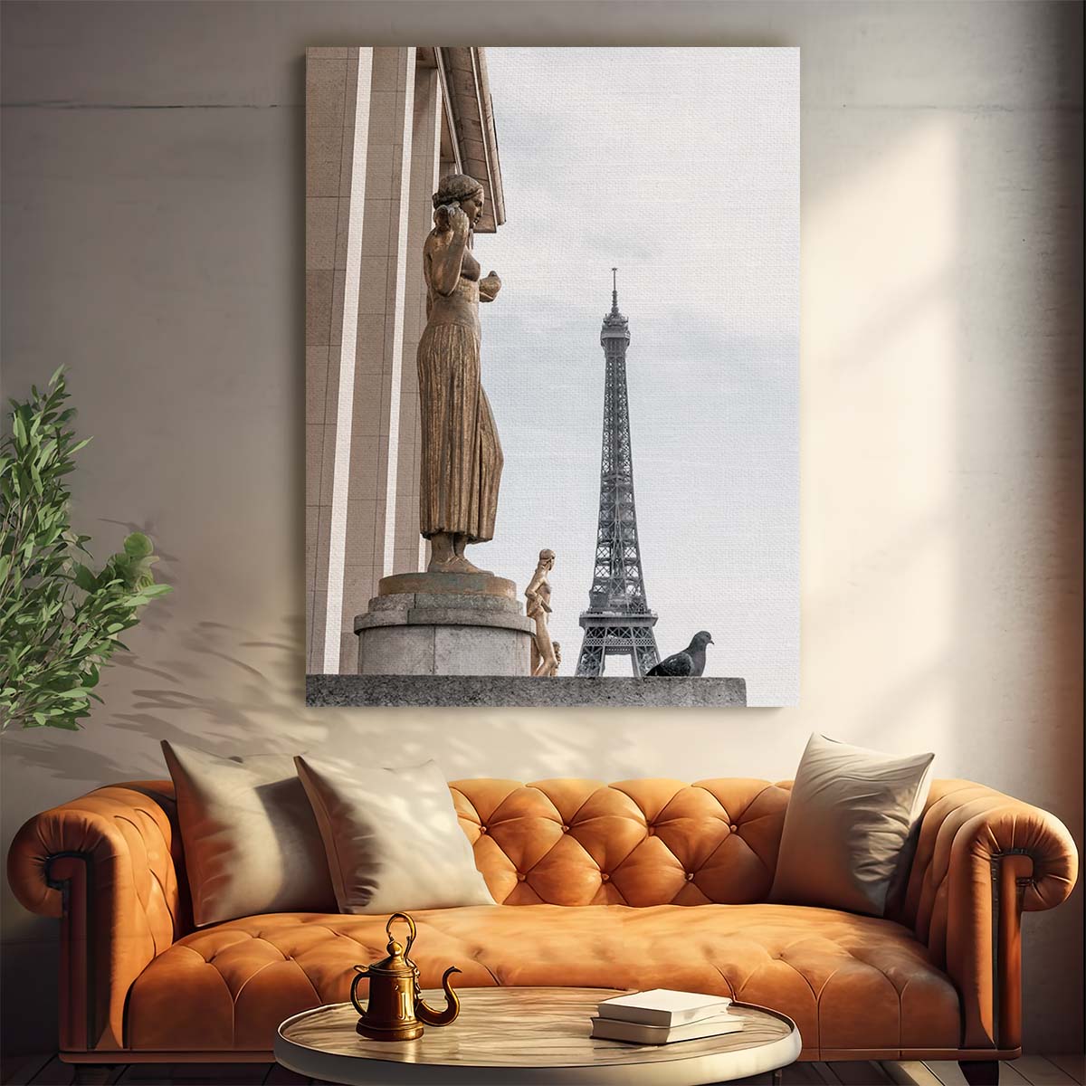Iconic Eiffel Tower Paris Photography Dove at Trocadero, Urban Cityscape by Luxuriance Designs, made in USA