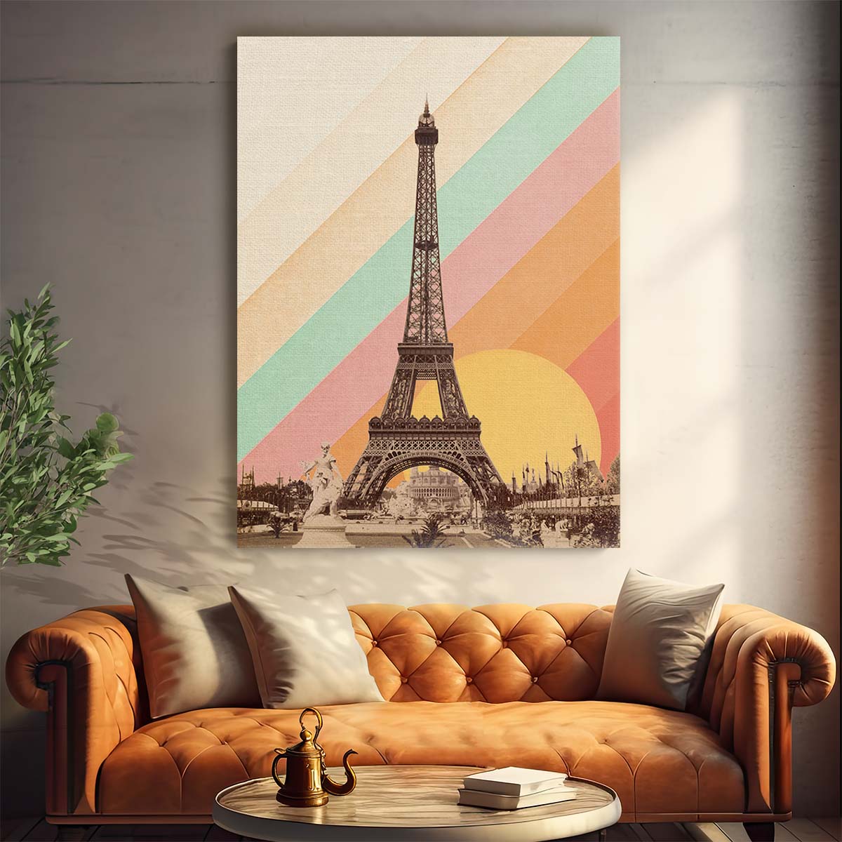 Parisian Eiffel Tower Illustration with Rainbow Colors by Florent Bodart by Luxuriance Designs, made in USA