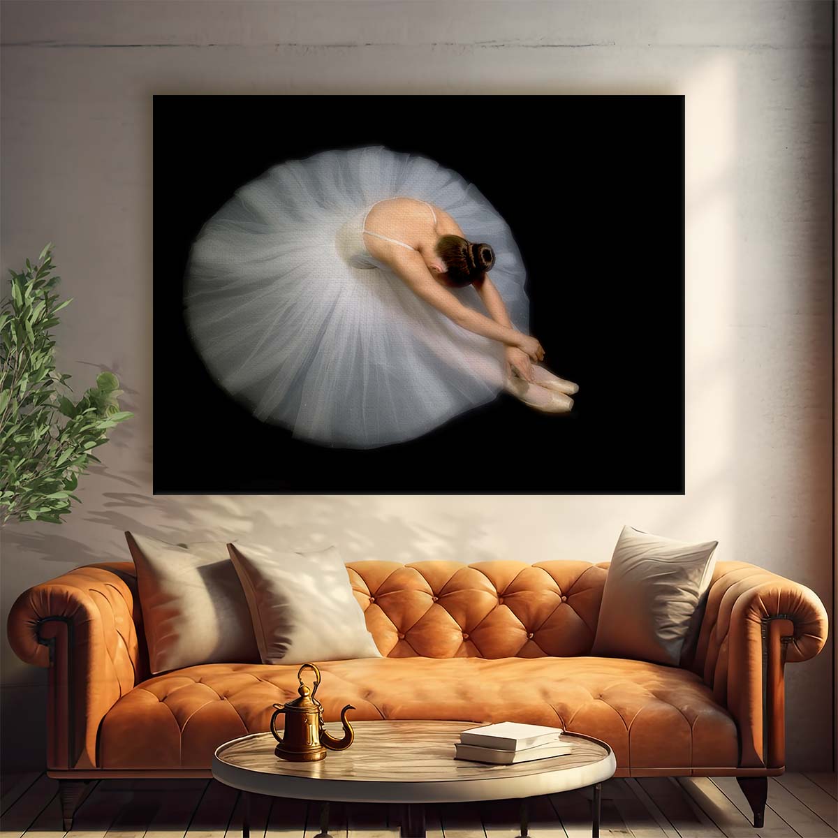 Graceful Ballerina Portrait in White Dress Wall Art by Luxuriance Designs. Made in USA.