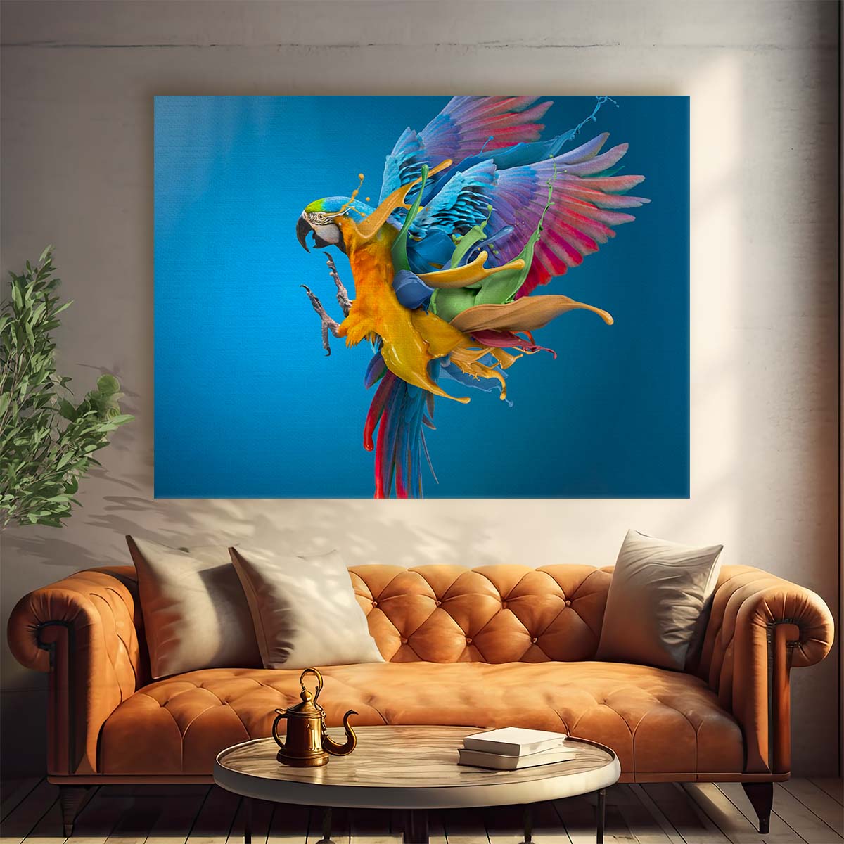 Surreal Colorful Parrot in Flight Dramatic Photographic Art Wall Art