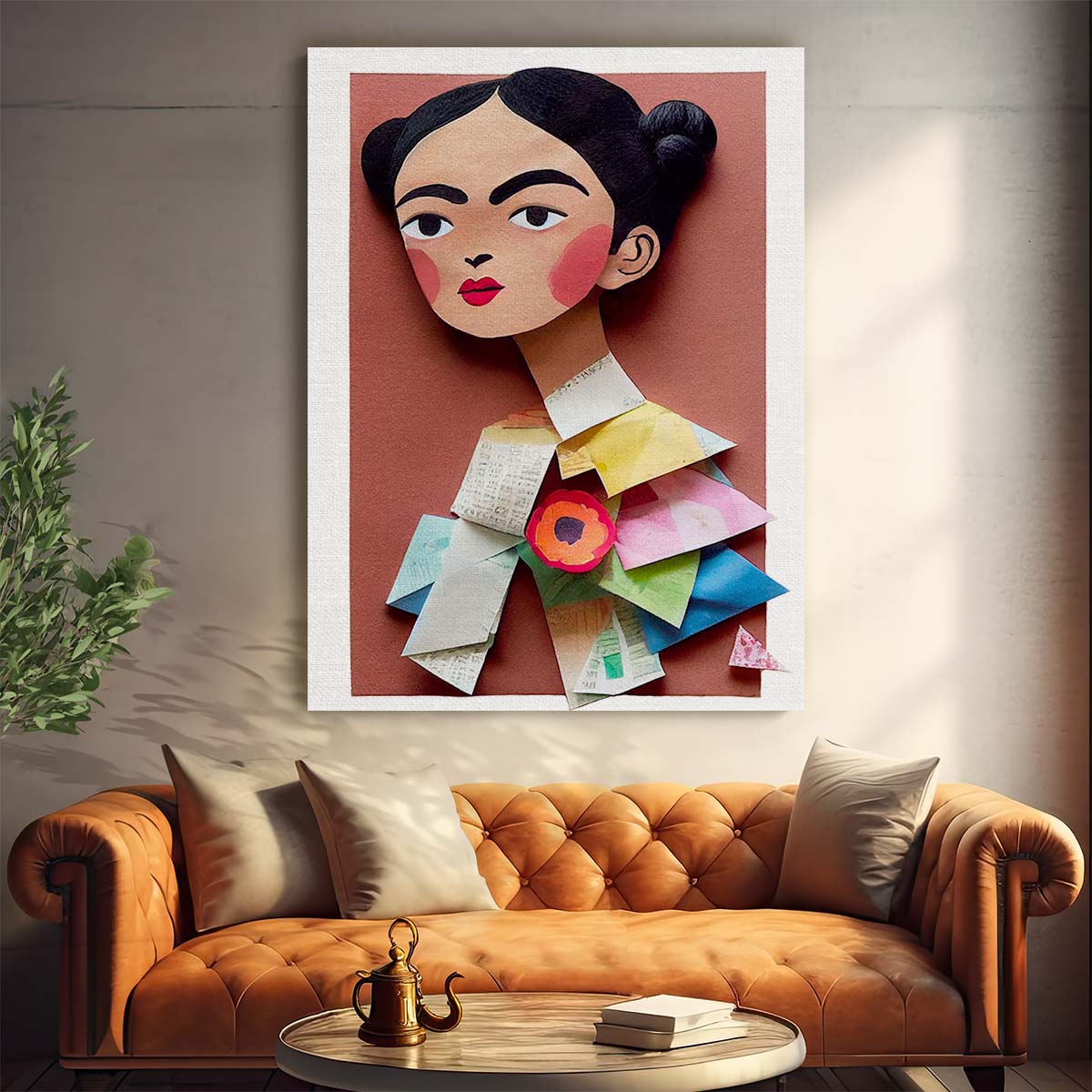 3D Colorful Frida Kahlo Portrait Paper Art by Treechild by Luxuriance Designs, made in USA