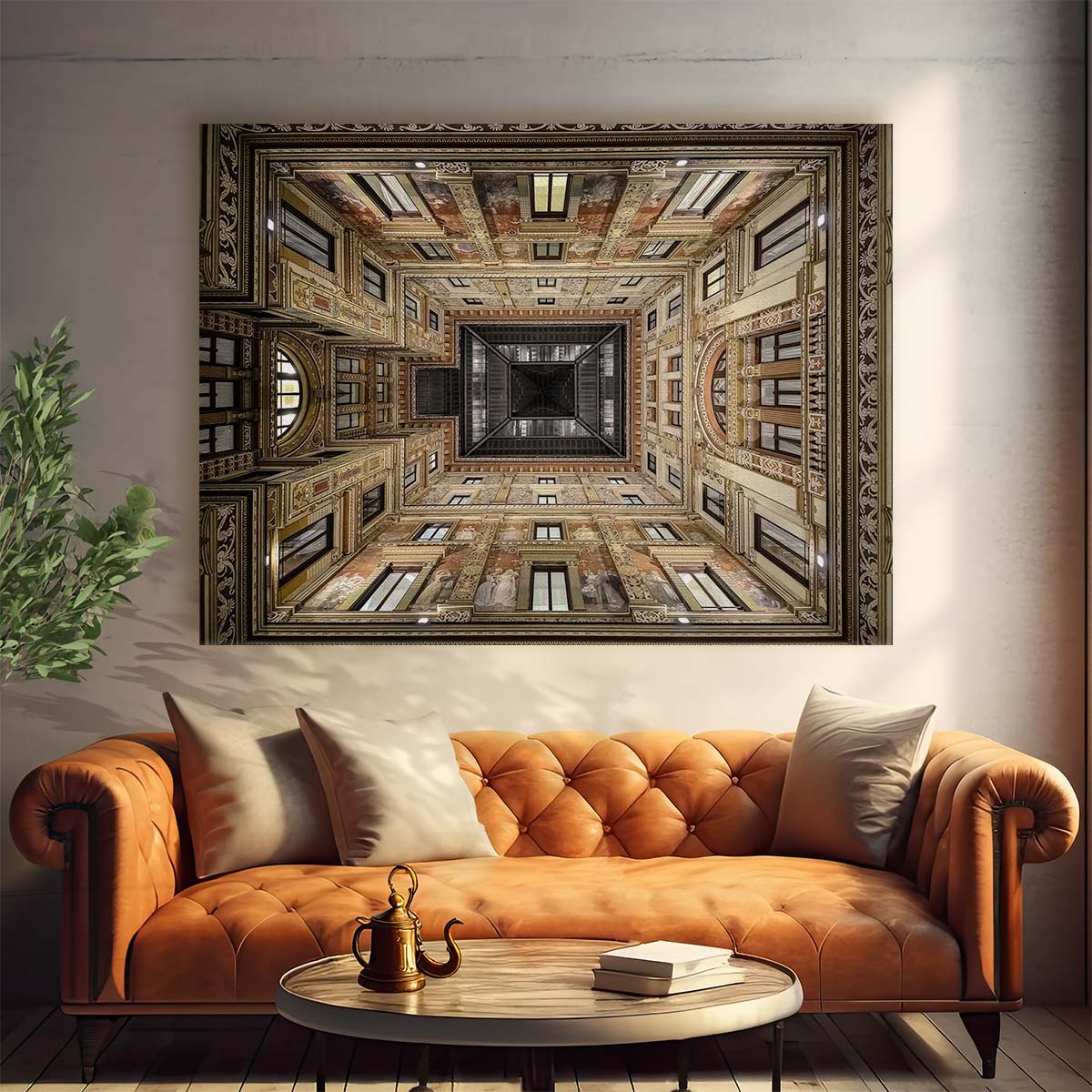 Rome's Historic Galleria Sciarra Courtyard Architecture Wall Art by Luxuriance Designs. Made in USA.