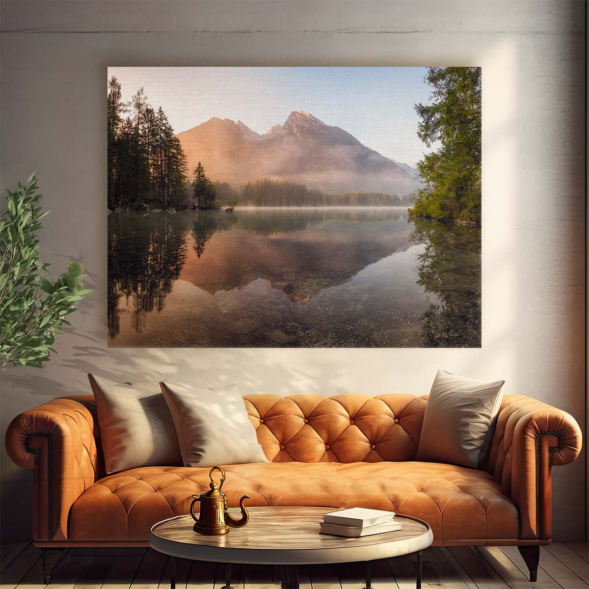 Glowing Mist Mountain Sunrise Serene Landscape Photography Wall Art